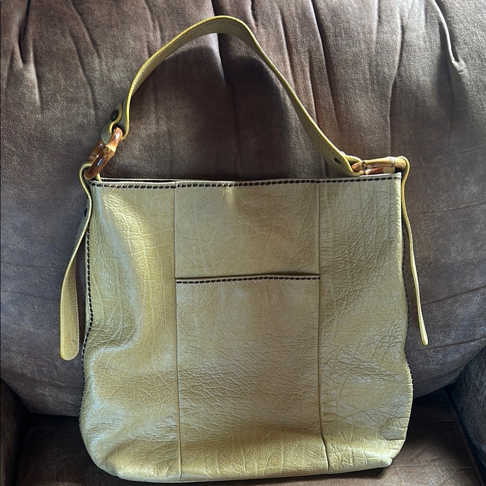 Plinio Visona Yellow Leather Hobo Bag